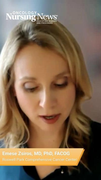 Screenshot of a short video featuring Emese Zsiros, MD, PhD, FACOG