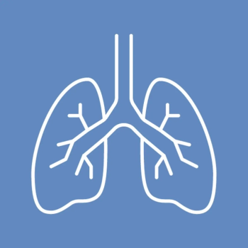 White lungs against a blue background