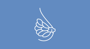 light blue background with a white outline indicating breast tissue