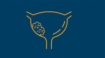 dark blue background with a yellow outline of a bladder