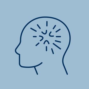 Line illustration of a person with lines emphasizing the brain