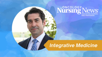 Graphic with a photo of David C. Leopold with the Oncology Nursing News logo and a banner that reads "Integrative Medicine"