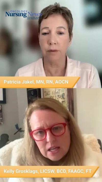 Screenshot of a vertical video featuring Patricia Jakel and Kelly Grosklags