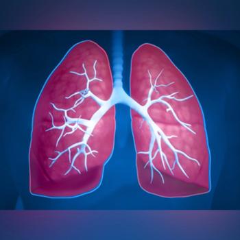 Digital rendering of lungs on a dark blue background
