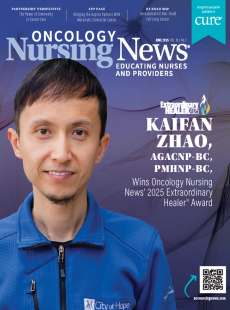 Magazine cover with a photo of a nurse practitioner in a blue sweatshirt