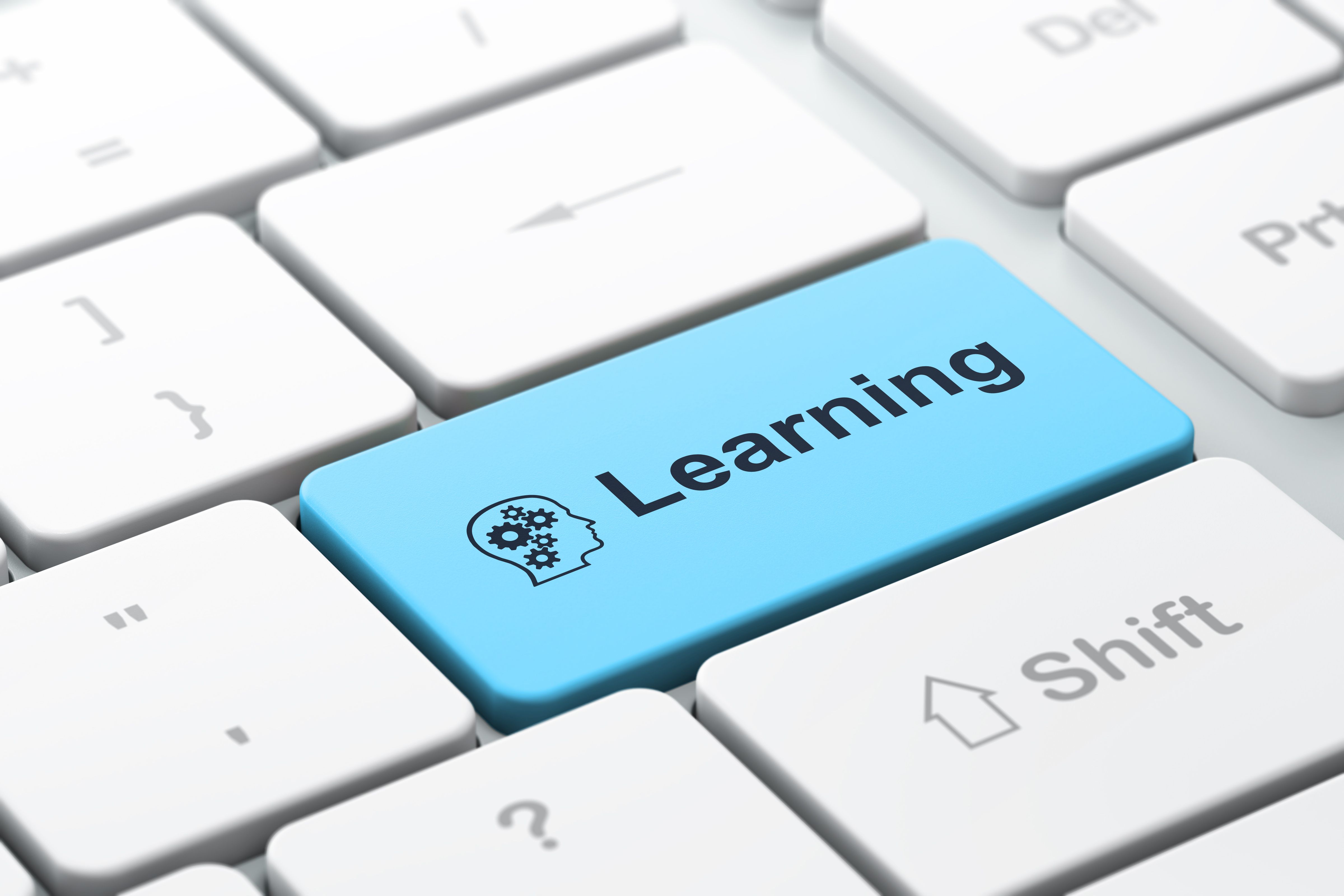 Key that reads "learning"