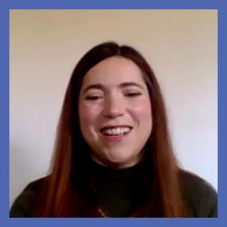 Photo of a woman with a blue border around the image