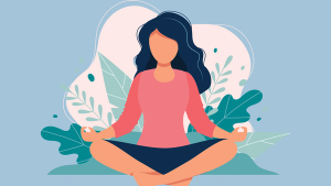 Peaceful woman meditates