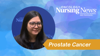 Graphic with a photo of Zin Myint with the Oncology Nursing News logo and a banner that reads "Prostate Cancer"