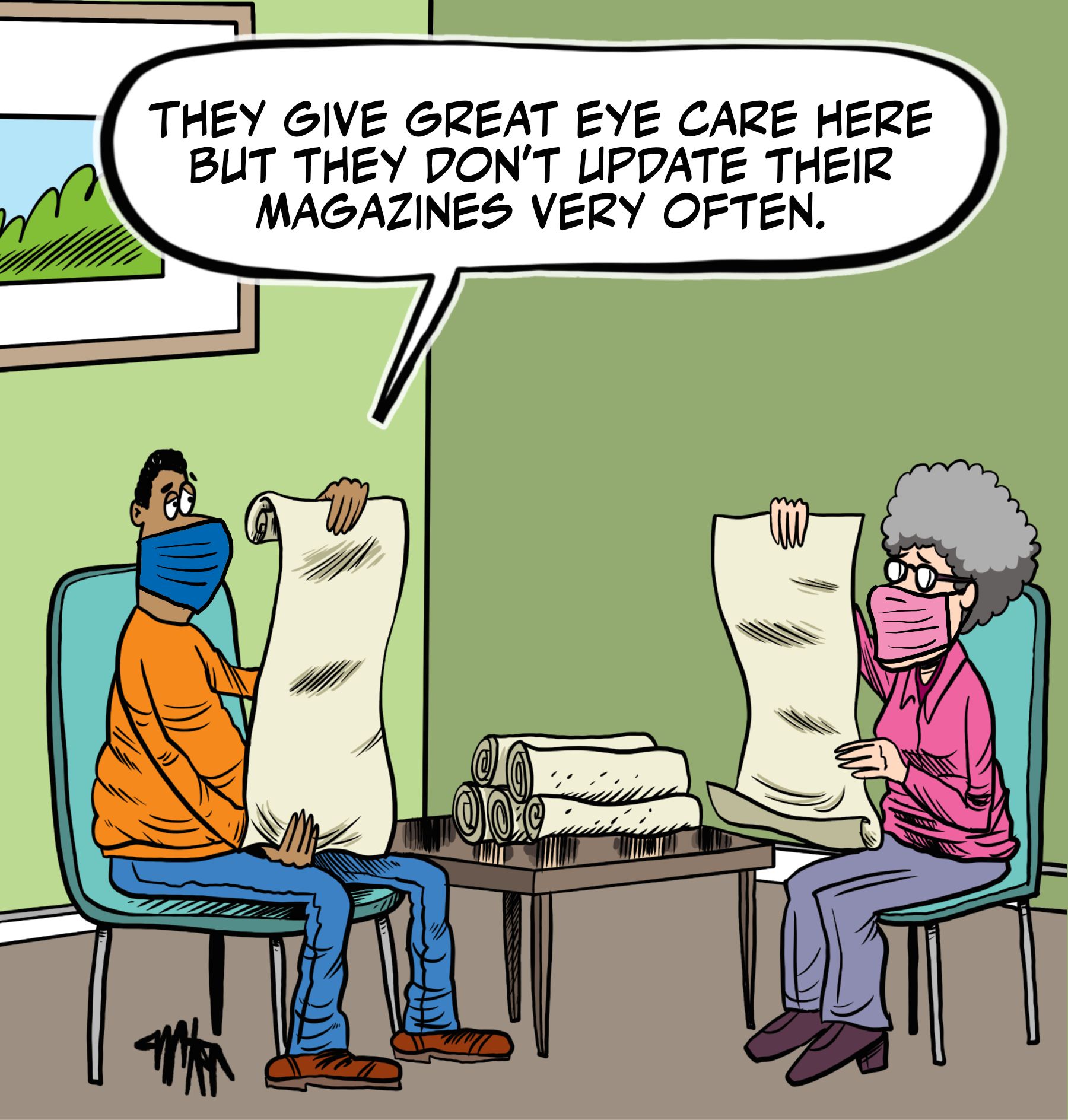 Ancient magazines in the waiting room