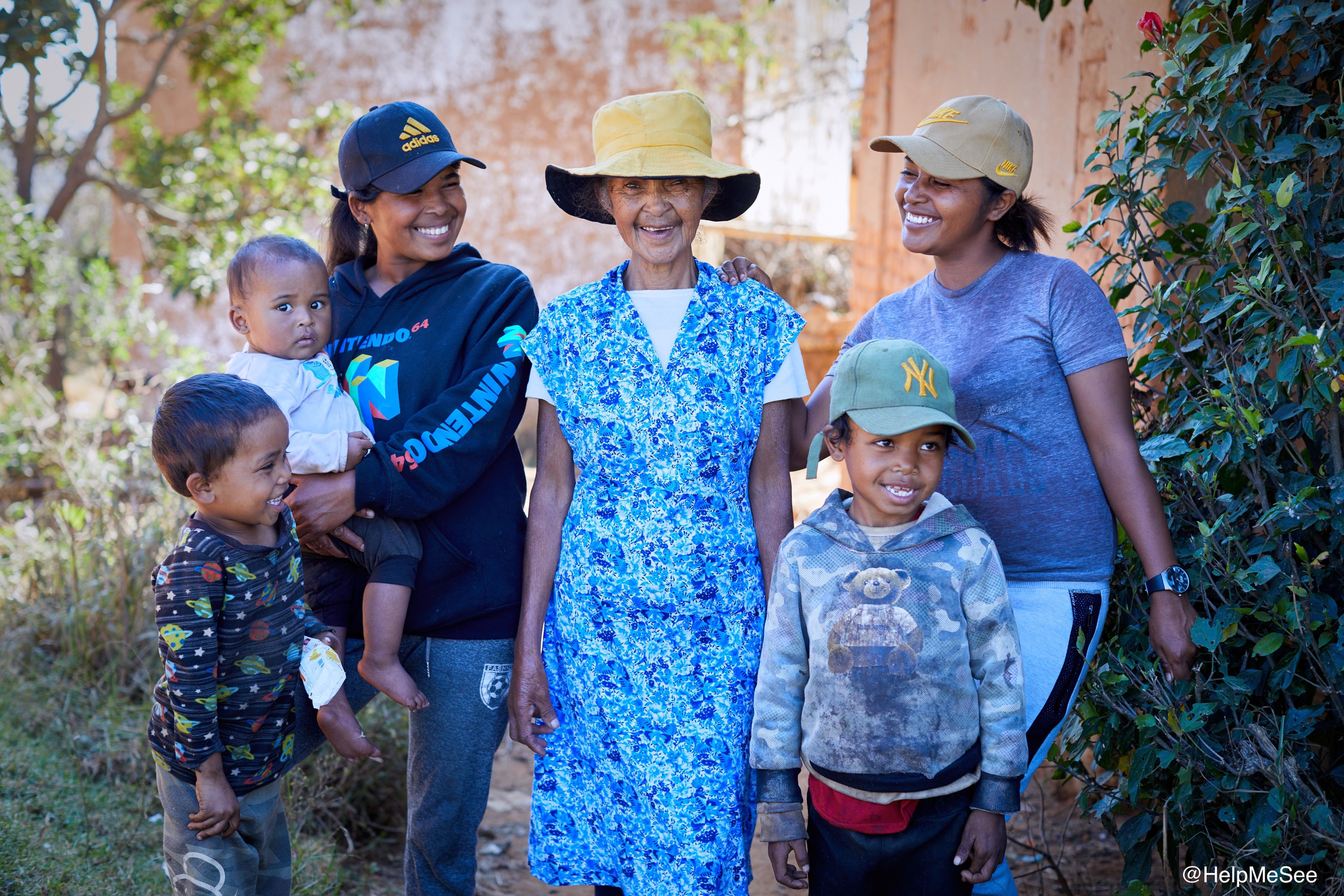 Patient Marie Henriette, center, is pictured with her family in Madagascar before her cataract surgery operation at the Vision Institute in Ambatomaro, Madagascar. (Image credit: HelpMeSee) Patient Marie Henriette, center, is pictured with her family in Madagascar before her cataract surgery operation at the Vision Institute in Ambatomaro, Madagascar. (Image credit: HelpMeSee)