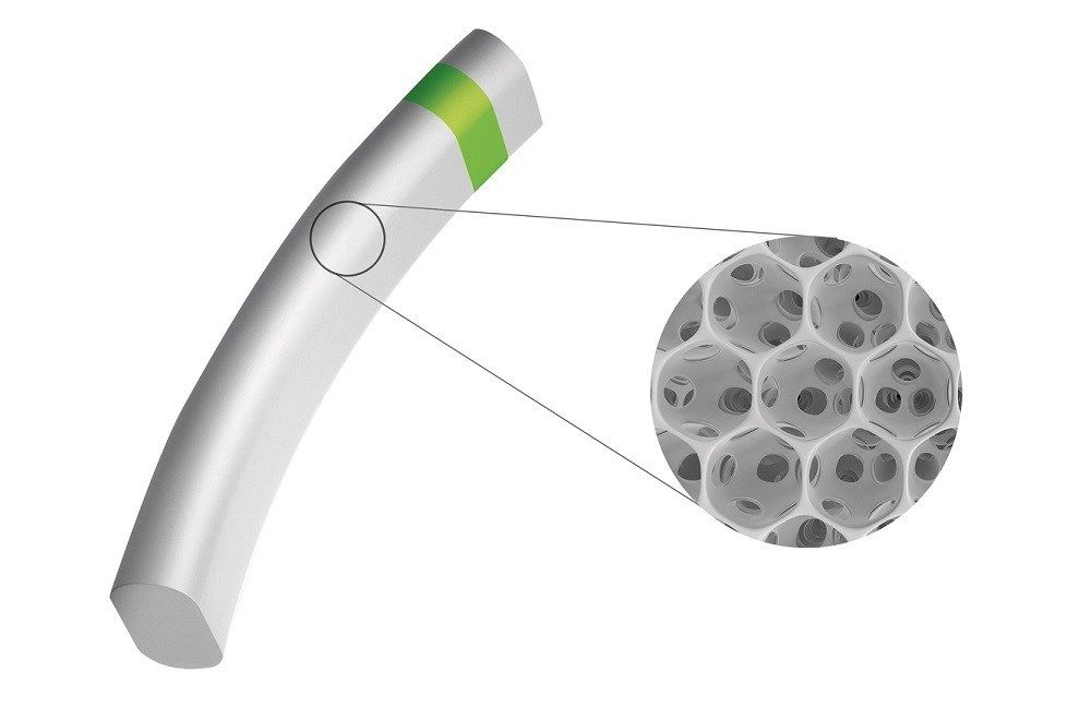 The MINIject implant is made of proprietary STAR material. (Image courtesy of iSTAR Medical)