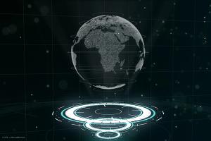 A digital rendering of the earth with a digital overlay to demonstrate technology. Concept image for global impact of myopia. Image credit: ©VFX – stock.adobe.com