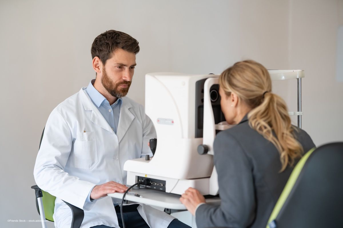 An ophthalmologist screens a young woman at a testing device. Image credit: ©Friends Stock – stock.adobe.com 