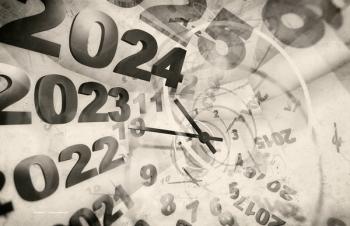 A portal into the past, which shows the year 2023 going into a vortex with clock hands. Image credit: ©andrey_l – stock.adobe.com