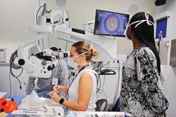 Dr Montero, MD, works aboard the Orbis Flying Eye Hospital. Image courtesy of Orbis/Geoff Oliver Bugbee