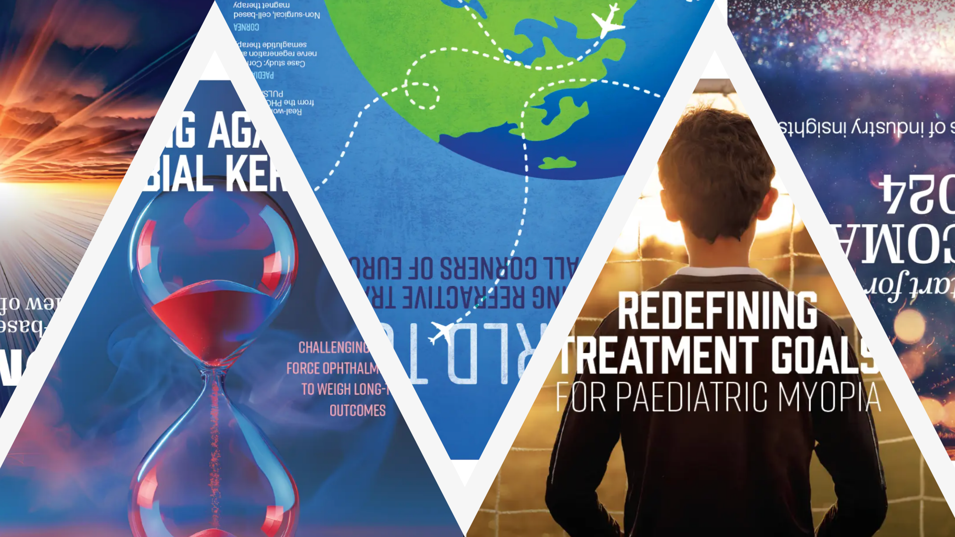 A collage which shows many of the Ophthalmology Times Europe covers from 2024.