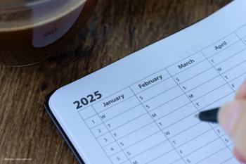 A 2025 agenda with narrow columns for the months of January, February and March. Image credit: ©Marinela – stock.adobe.com