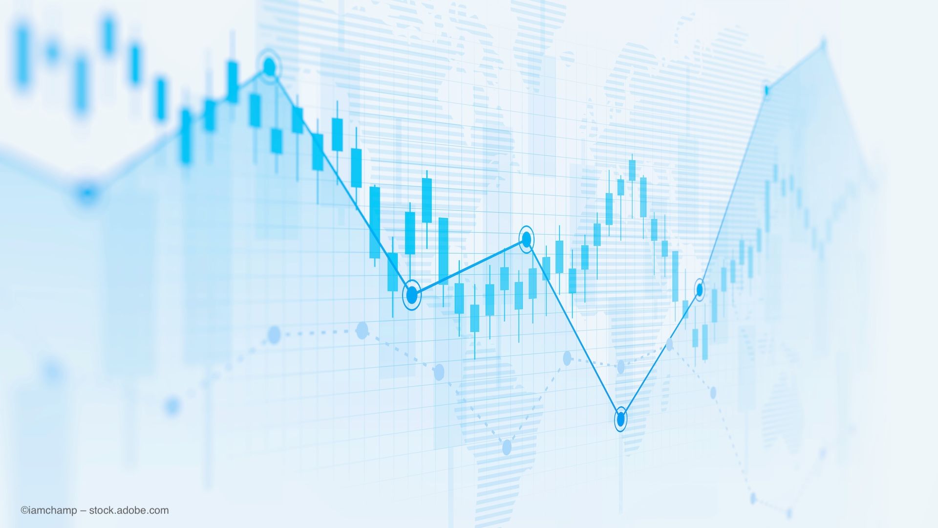 A graph with data points moving up and down. Concept image for branch retinal vein occlusion (BRVO), central retinal vein occlusion (CRVO), proliferative diabetic retinopathy (PDR), and gain of perfusion/loss of perfusion (GoPLoP) rates. Image credit: ©iamchamp – stock.adobe.com