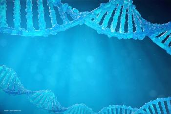 Two illustrated DNA helices on a blue background. Image credit: ©rost9 – stock.adobe.com