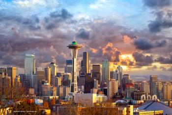 A photo of the Seattle skyline at dusk. Image credit: ©Oleksandr Dibrova – stock.adobe.com