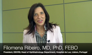 Filomena Ribeiro, MD, PhD, FEBO, speaks at the 2024 ASCRS meeting