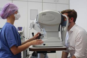 Eye exam with COVID precautions