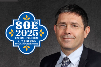Marc Labetoulle, MD, PhD, and the logo for the European Society of Ophthalmology (SOE) meeting in Lisbon, Portugal, 7 to 9 June, 2025. Concept image for SOE presentation, poster presentation on dry eye research. Includes the email soe.2025@soevision.org
