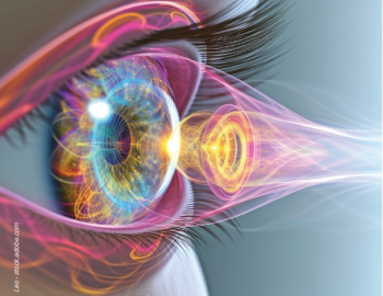An image of an eye with lights centered around the cornea. ©Leo – stock.adobe.com