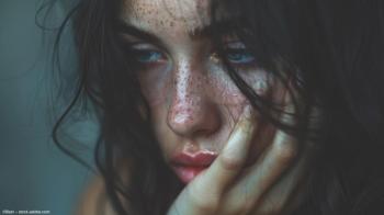 An image of a woman with irritated eyes.  Image credit: ©Best – stock.adobe.com