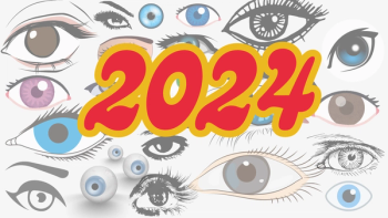 The number 2024 in big red-and-yellow text, on a backdrop of eye illustrations. Image created in Canva.