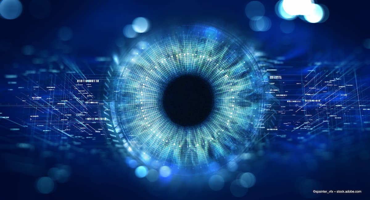 An image of an iris placed over a digital interlay. Concept image for BVI Medical and VirtuaLens new technologies at European Society of Cataract and Refractive Surgeons meeting in Copenhagen, Denmark. (Image credit: ©spainter_vfx/AdobeStock)
