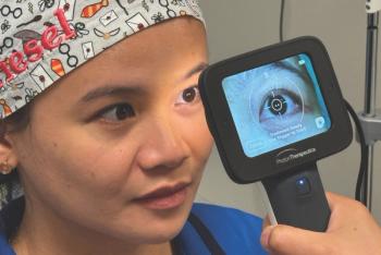 UVC light can be used as a noninvasive treatment for microbial keratitis. Image courtesy of Photon Therapeutics. Concept image for cornea treatment with ultraviolet light.