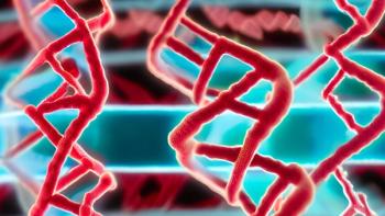 Strands of DNA under a microscope. Image generated using Canva AI.