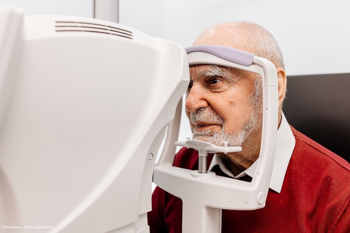 An elderly man undergoes an eye exam in a clinic. Image credit: ©Vladislav – stock.adobe.com
