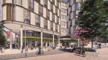 An architectural impression of the Oriel eye health centre exterior. Rendering courtesy Moorfields Eye Charity.