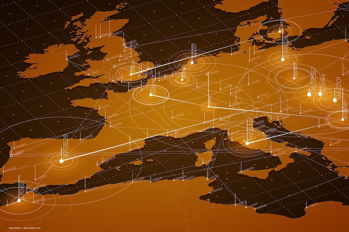 A map of Europe with a digital overlay. Concept image for European EU commercialisation and CE mark. Image credit: ©garrykillian – stock.adobe.com