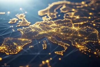An image of a map of Europe with lights all over the surface. Concept image for European Medicines Agency, European Commission approval of Thyroid Eye Disease medication.  Image credit: ©Pickoloh – stock.adobe.com