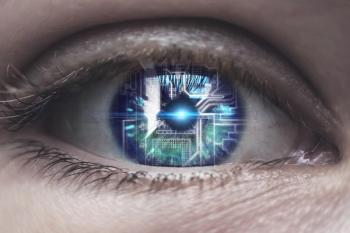 Technology graphic overlayed on eye Image credit: AdobeStock/blackday