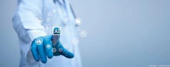 Doctor pushing button on AI graphic Image credit: AdobeStock/Toowongsa