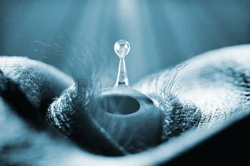 Graphic of eye drop on eye Image credit: AdobeStock/dundanim