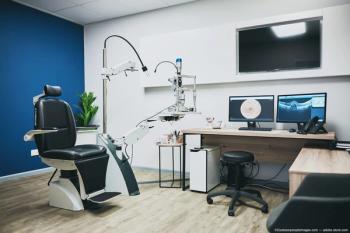 Optometric office with exam chair, tech, desks Image credit: ©Coetzee/peopleimages.com - adobe.stock.com