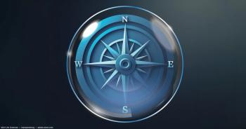 Graphic of blue compass with black backdrop Image credit: MJH Life Sciences - ©mariaaverburg - adobe.stock.com