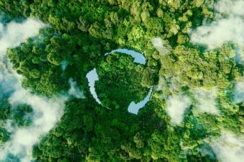 Recycling graphic in forest Image credit: AdobeStock/malp