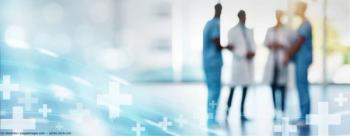 Medical graphic with doctors talking in the background Image credit: AdobeStock/CMalambo/peopleimages.com