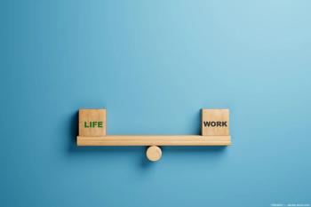 Graphic of work-life balance scale Image credit: AdobeStock/Ibrahim