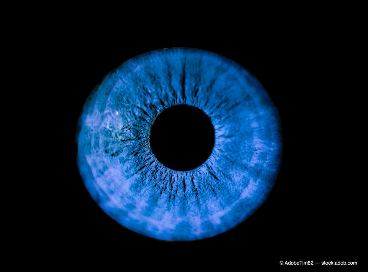 Human blue iris eye. Colorful Pupil in macro on black background (Adobe Stock / AdobeTim82)