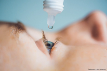 Eye drop falling into eye