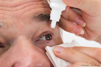 An OD puts eye drops in patient's left eye