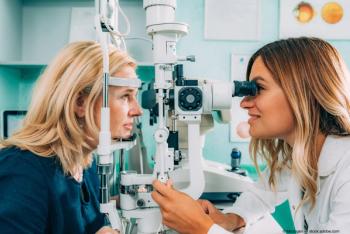 Slit-lamp patient examination 